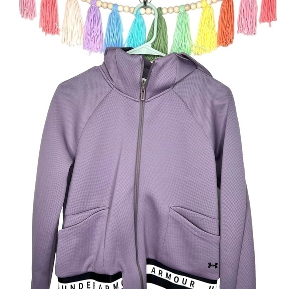 Under Armour Purple Mesh Sport Zip Up Loose Coupe Jacket Size Medium Women’s - Picture 3 of 17